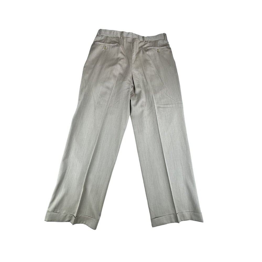 Ballin Pleated Pants Wool Silk Dress Mens 35 Preppy Educore Cuff Trousers - Picture 7 of 11
